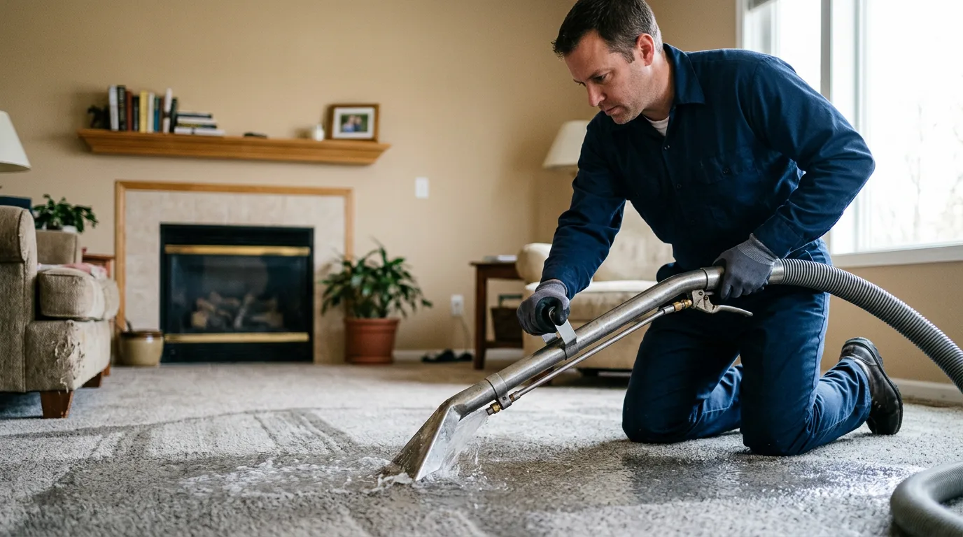 Water damage restoration technician working near Swans Island, ME